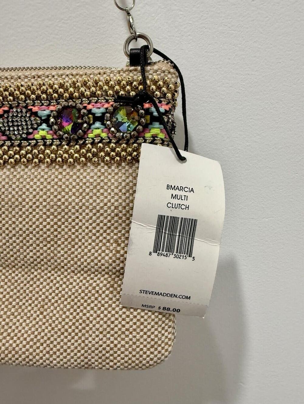 Steve Madden Beaded Tassel Crossbody Clutch Bag Multicolor Boho Festival NWT - Picture 7 of 14